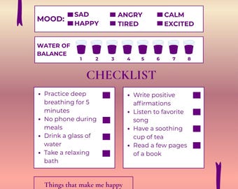 Self Care Planner Printable | Daily Wellness Tracker | Mental Health Planner | Mood Tracker | Self Care Checklist PDF
