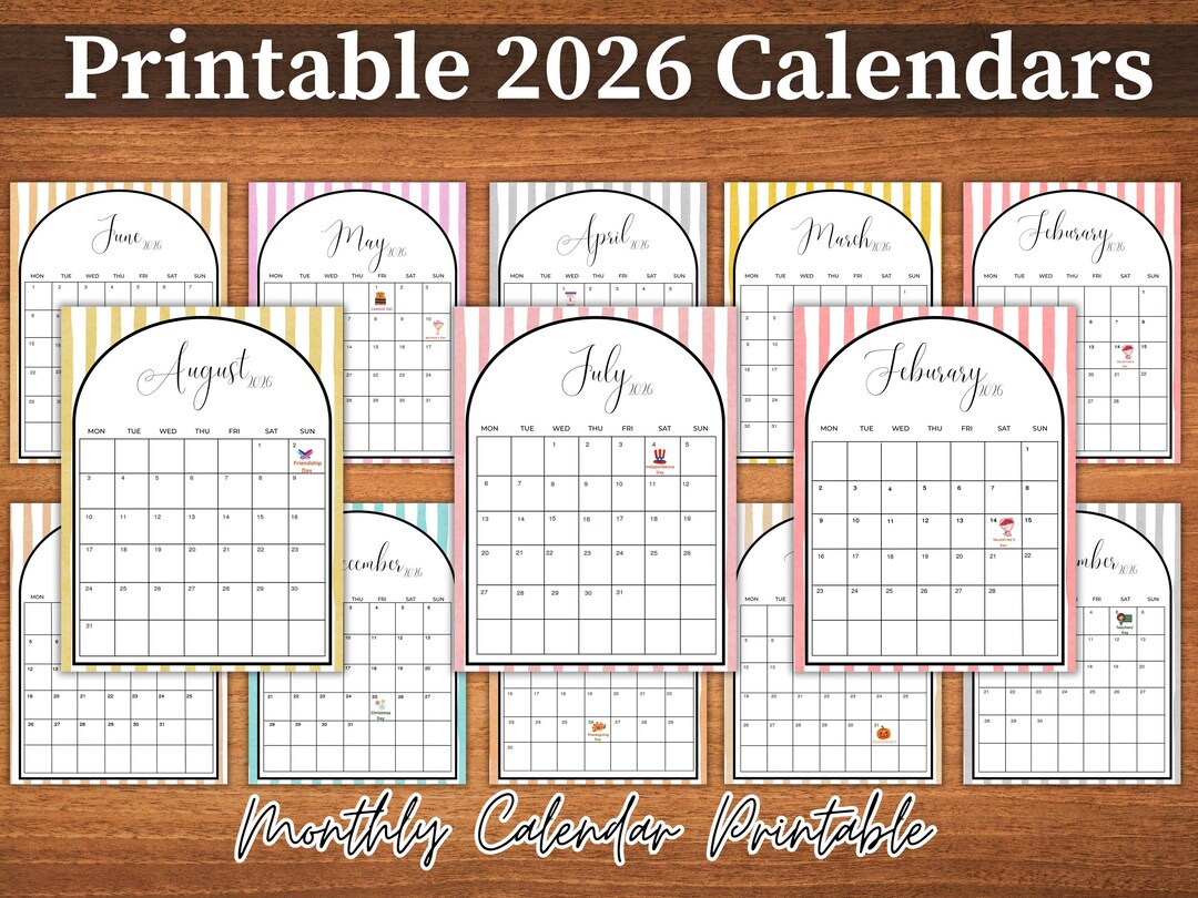 Editable 2026 Monthly Calendar | Cute Printable Kids Planner ...