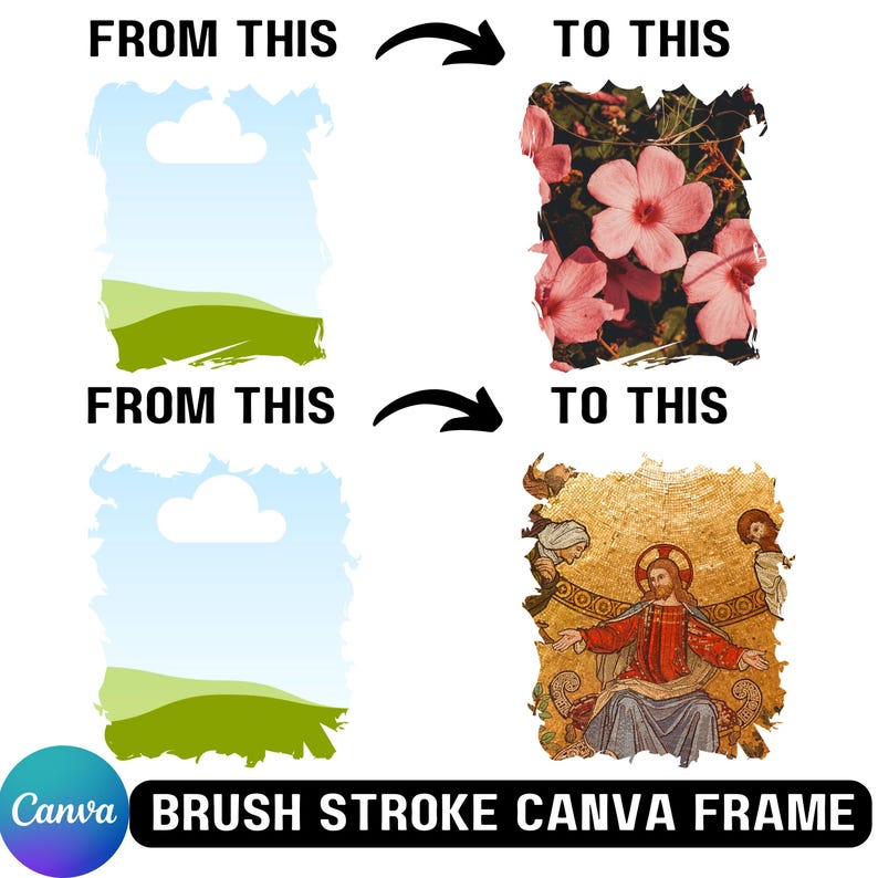 15 Bleach Effect Distressed Edge Canva Editable Frames Bundle, Fill ...