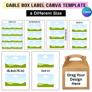 Mall för etiketter för gavelbox, redigerbar Canvas-design, utskrivbar etikett för frontpanel, enkel dra-och-släpp-funktion, anpassningsbar DIY-festfavoritetikett