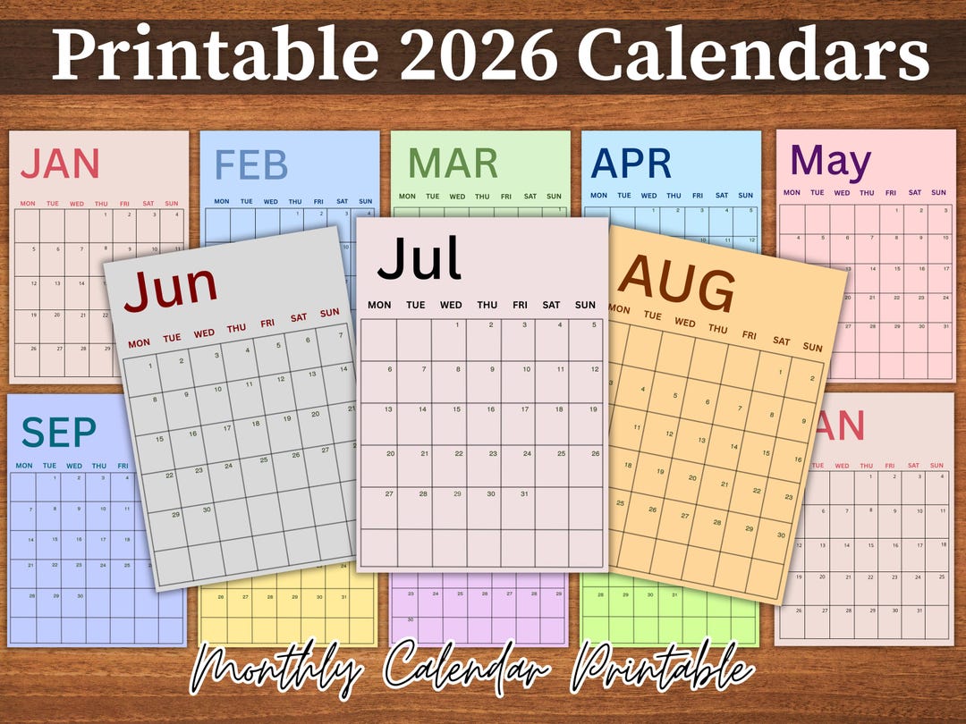 Editable 2026 Monthly Calendar | Wall Printable Kids Calendars ...