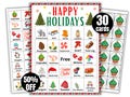 Printable Happy Holidays Bingo Cards | 30 Holiday Bingo Cards | Fun Christmas Party Activity for Kids & Classroom | Christmas Games
