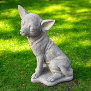 Chihuahua figure, Cement dog, Outdoor Chihuahua, Garden pet, Dog lovers, Chihuahua gift, Stone memorial, Yard decoration, Concrete, size &quot;12