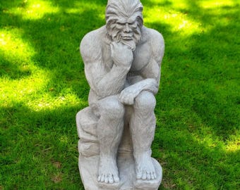 Bigfoot sculpture, Lawn figure, Thinking Yeti, Sitting Bigfoot, Garden statue, Extra large Yeti, Winter decoration, Concrete, size "25