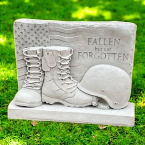 Fallen not forgotten, Soldier memorial, Garden sculpture, Fallen soldier, USA army, Grave statue, Outdoor rock, Stone gift Concrete, size &quot;9