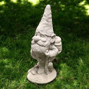 Gnome hiker, Concrete troll, Fairy decoration, Stone sculpture, Outdoor art, Hiker troll, Standing gnome, Garden gift, Concrete, size &quot;15