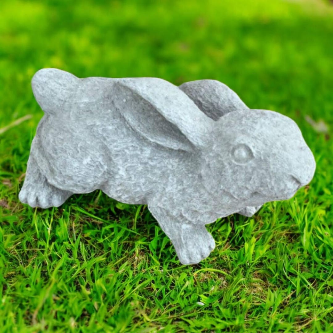 Running Rabbit, Bunny Statue, Porch Statuary, Stone Rabbit, Garden Gift ...