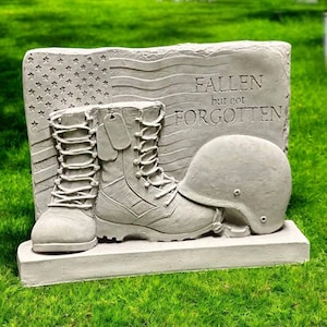 Fallen soldier, US army gift, Soldier memorial, Forever in our hearts grave, Cement rock, Stone decor, Backyard statue, Concrete, size &quot;9