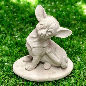 Unpainted Chihuahua, Dog statue, Stone pet grave, Dog figure, Yard art, Cement figurine, Chihuahua memorial, Pet loss gift Concrete, size &quot;9