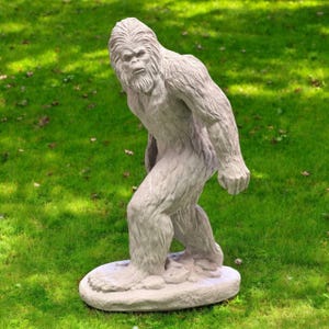 Walking Bigfoot, Outdoor figure, Stone Bigfoot, Large snowman, Cement statuary, Garden decoration, Backyard art, Concrete, size &quot;24