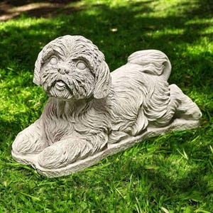 Shih Tzu, Laying Shih Tzu, Shih Tzu dog, Realistic dog, Dog memorial Pet lovers, Guardian puppy, Puppy figurine, Concrete, size &quot;9