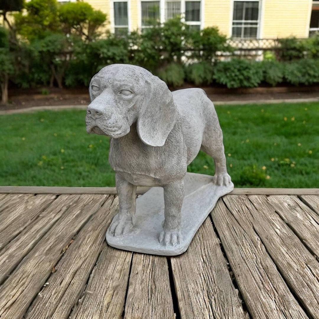 Large Beagle Dog, Stone Statue, Dog Figurine, Cement Statuary, Garden ...