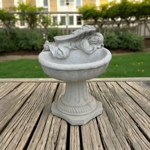 Sleeping angel, Planter sculpture, Garden statue, Stone pot, Flowers planter, Detailed figurine, Lawn massive decoration, Concrete, size "18