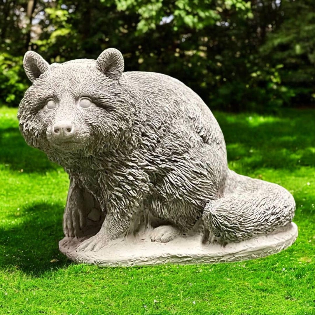 Crouching Raccoon, Stone Statue, Garden Animal, Yard Figure, Lawn ...