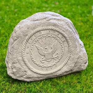 Navy rock, Soldier memorial, Concrete rock, Navy grave, Backyard statue, USA figure, Garden stone, Backyard sculpture, Concrete, size &quot;9