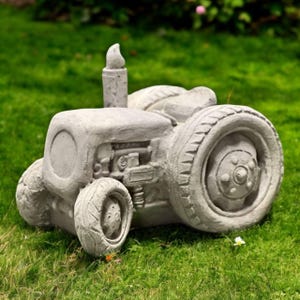 Detailed tractor, Farm machine, Farmhouse sculpture, Outdoor art, Cement figurine, Yard statuary, Tractor statue, Concrete, size &quot;7