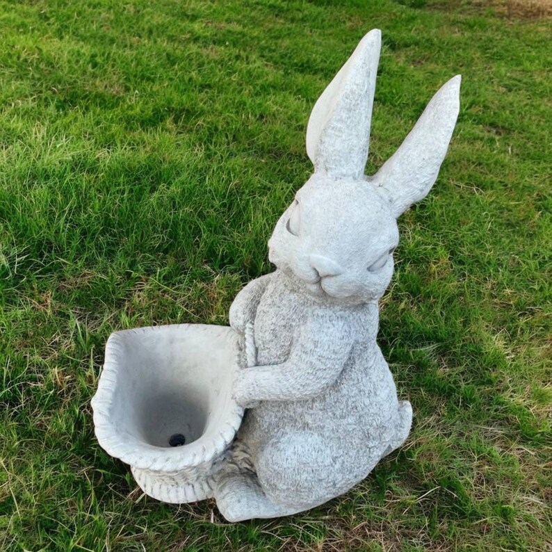 Rabbit With Basket, Flowers Planter, Massive Figure, Detailed Bunny ...