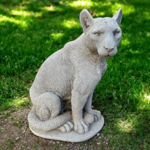 Large cougar, Garden statue, Wild animal, Mountain lion, Concrete puma, Detailed cougar, Outdoor figure, Yard lion, Concrete, size &quot;21