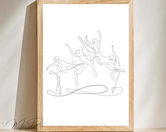 Ballerina Line Art Print | Elegant Ballet Sketch (Digital Download)