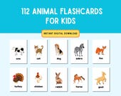 112 Animal Flashcards, Printable Kids Learning Cards, Preschool & Homeschool Activity