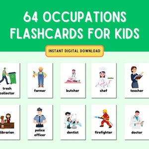 Flashcards voor beroepen, Flashcards voor gemeenschapshelpers, Jobs for Kids, Flashcards voor beroepen, Flashcards voor beroepen, voorschools leren, ESL