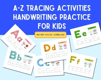 Alphabet tracing worksheets, A-Z uppercase & lowercase, letter tracing printables, handwriting practice, preschool, kindergarten