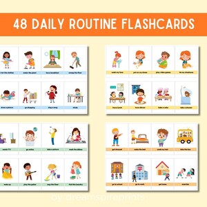 Daily Routine Flashcards for Kids, ESL Learning (digital Download) - Etsy