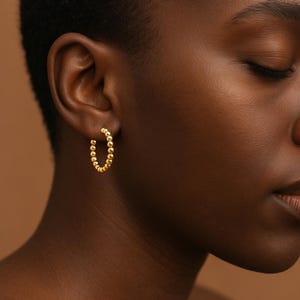 Beaded earrings,Beaded Hoop Earrings,dainty huggie hoops,beaded earring,Hoops earrings,silver hoops earrings,Small Hoops,Tiny Ball Hoops.
