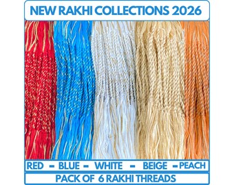 Set van 6 effen rakhi-garens met gedraaide zijdeachtige draad Dora Kies kleur Raksha Bandhan UK