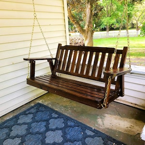 2-Seater Wooden Swing Chair with Hanging Chains | Porch Swing | Outdoor Swing | Tree Swing | Handmade Swing | Outdoor Furniture