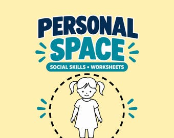Schede di lavoro sulle abilità sociali relative allo spazio personale, attività per il rispetto dello spazio, adatte a studenti con difficoltà socio-emotive e autismo, dalla scuola dell'infanzia alla prima elementare.