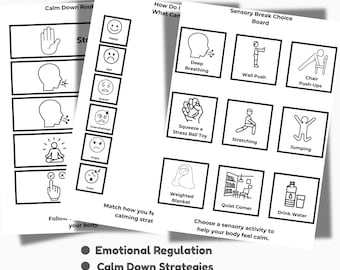 Sensory Choice Board Printable,Emotional Regulation & Calm Down Activities for Kids