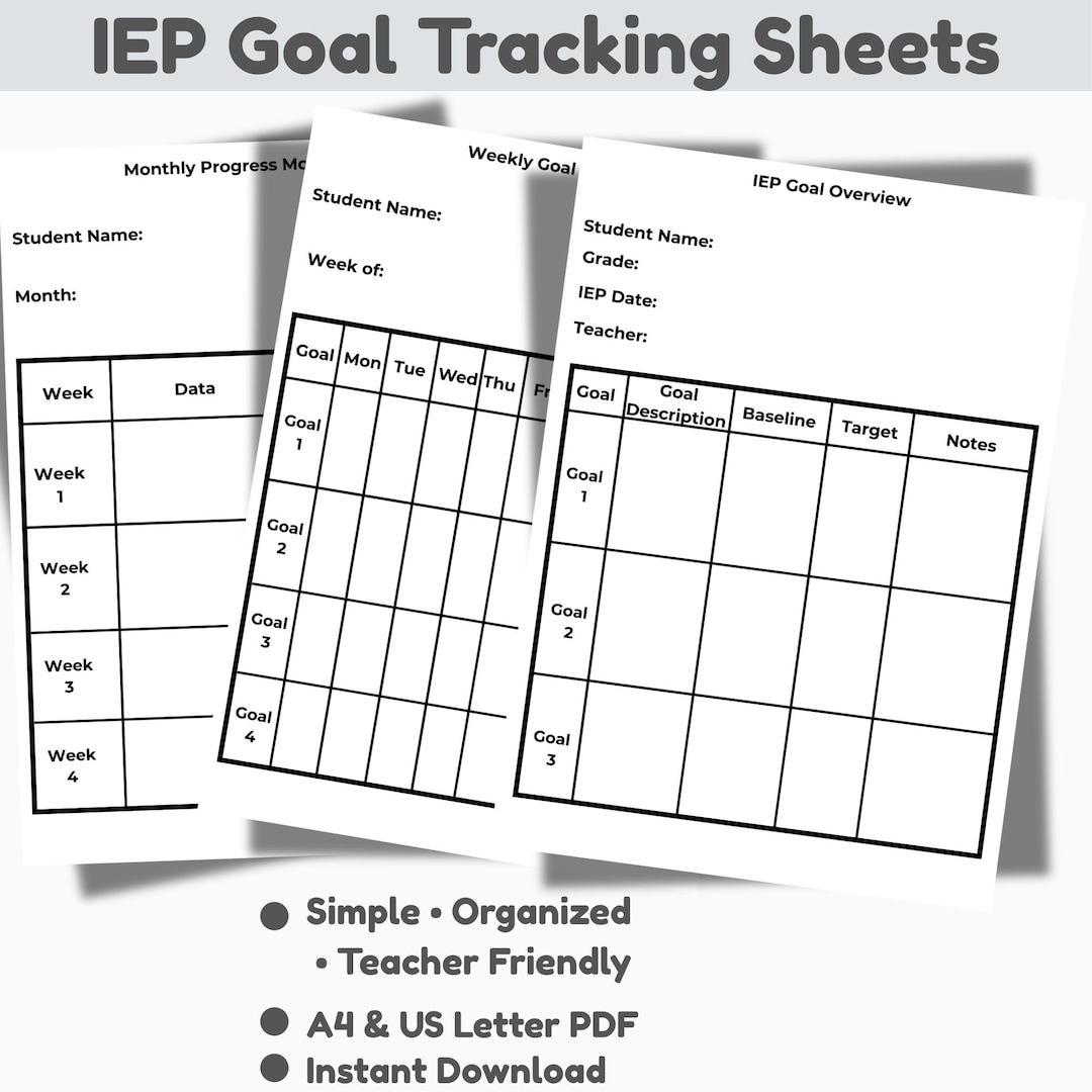 IEP Goal Tracking Sheets,special Education Progress Monitoring,editable