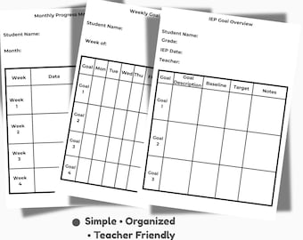 Feuilles de suivi des objectifs IEP,Suivi des progrès de l'éducation spécialisée,Modifiables imprimables