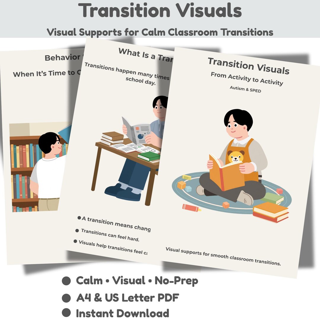 Visual Transition Checklist Transition Visuals for Autism & SPED Classrooms,visual Schedules ...