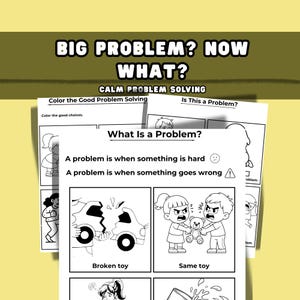 Hojas de trabajo de resolución de problemas conductuales para niños, Habilidades de afrontamiento del autismo imprimibles, Actividades ABA SPED, Regulación emocional y soluciones
