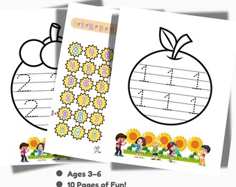 Number Hunt and Trace Mini Bundle,Fun Preschool Math Worksheets for Kids 3–6,Number Recognition and Tracing Printable PDF Set