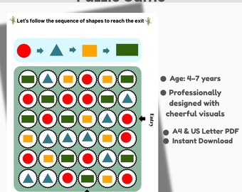 Geometric Shape Maze Puzzle: Kids' Printable Activity (PDF Download)