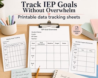 IEP Goal Tracking Sheets,Special Education Progress Monitoring,Editable Printable