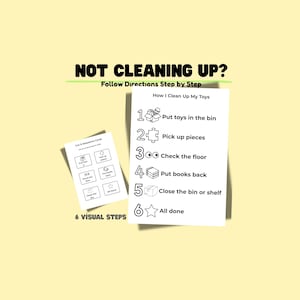 Clean Up Toys Visual Schedule for Kids, Follow Directions Worksheet, Autism Routine Printable, SPED Daily Living Skills