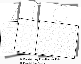 Trace Shapes Worksheets,Prewriting Shapes Practice for Kids,Fine Motor Skills Printable, Preschool & Kindergarten