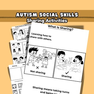 Autism Sharing Activities, Social Skills Worksheets for SPED, ABA Classroom Printable, Good vs Bad Choices