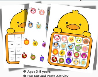 Animal Cutouts PDF,Preschool Craft and Learning Activity, Cut & Paste Printable for Kids Ages 3-8, Fine Motor Skills Fun