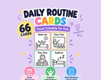 Daily Routine Cards for Kids, Visual Schedule, 66 Picture Cards,Preschool & Classroom