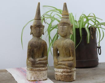 Laos Tribal Polychromed Wooden Buddhas (6)