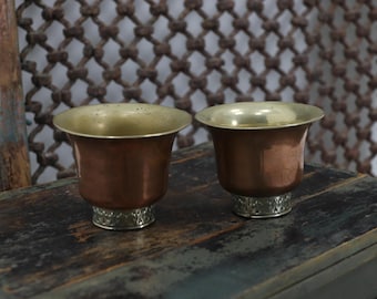 19th Century Tibetan Ceremonial Cups with Silver Band (8)