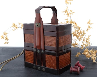 19th Century Chinese Two Tiered Picnic Basket