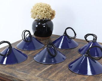 Early 20th Century French Dark Blue Coolie Lamps
