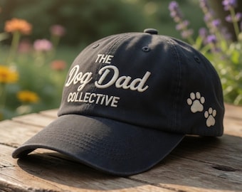 Gorra de papá perruno con huellas de patas, gorra bordada de Dog Dad Collective, regalo para amantes de las mascotas para el marido, regalo para dueños de perros, gorra vintage de papá