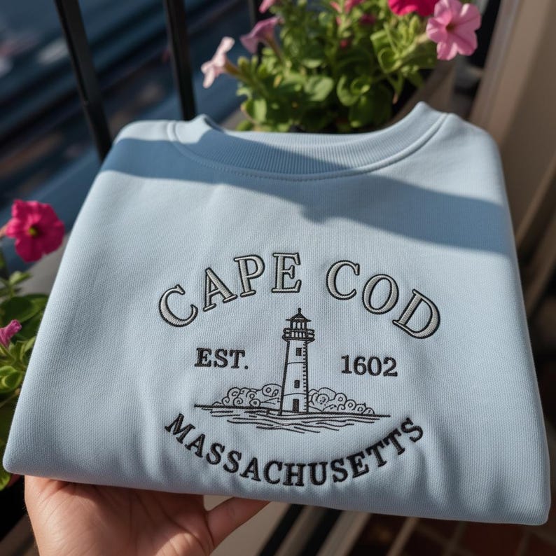 Cape Cod Tees Cape Cod Massachusetts Embroidered T-shirt, Vintage Lighthouse ...